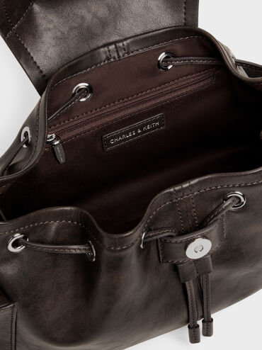 Noane Side-Pocket Bucket Bag, Dark Brown, hi-res
