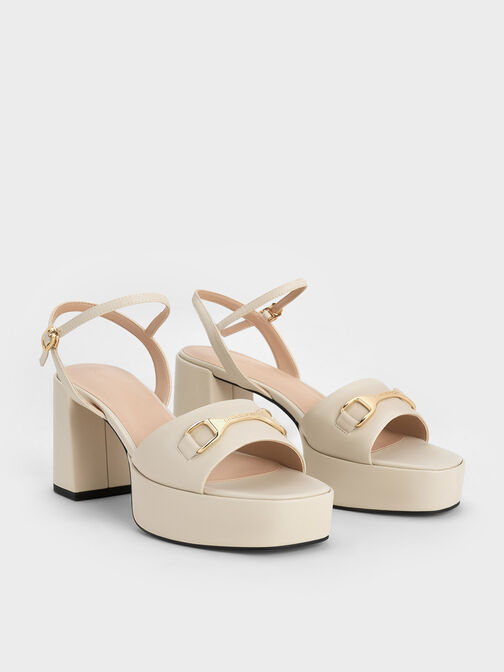 Leslie Metallic Accent Platform Slingback Sandals, White, hi-res