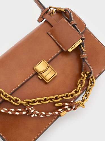 Acelynn Rope-Chain Shoulder Bag, Distressed Tan, hi-res