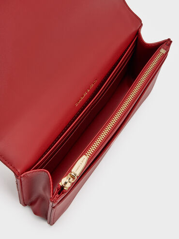 Paffuto Quilted Wallet On Chain, Tomato Red, hi-res