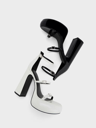 Elvina Patent Buckled Platform Sandals, Black Patent, hi-res