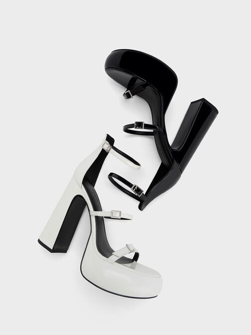 Elvina Patent Buckled Platform Sandals, Black Patent, hi-res