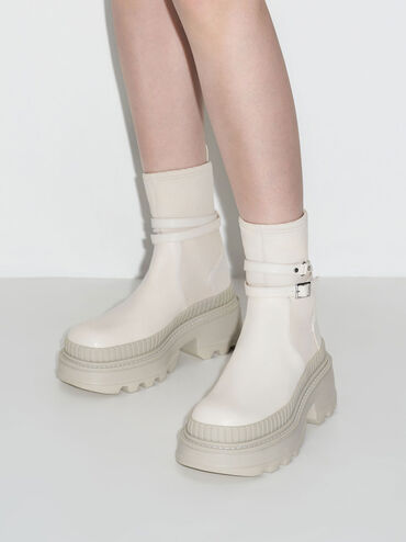 Slip-On Platform Ankle Boots, Chalk, hi-res