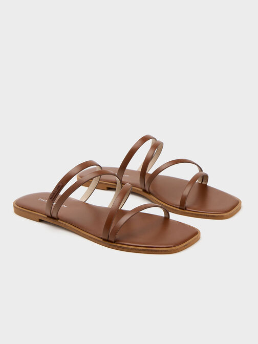 lliana Strappy Slide Sandals, Cognac, hi-res