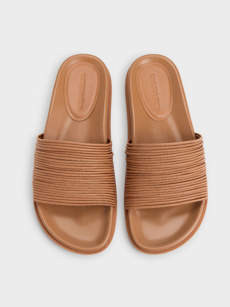 Fianna Strappy Slide Sandals, Tan, hi-res