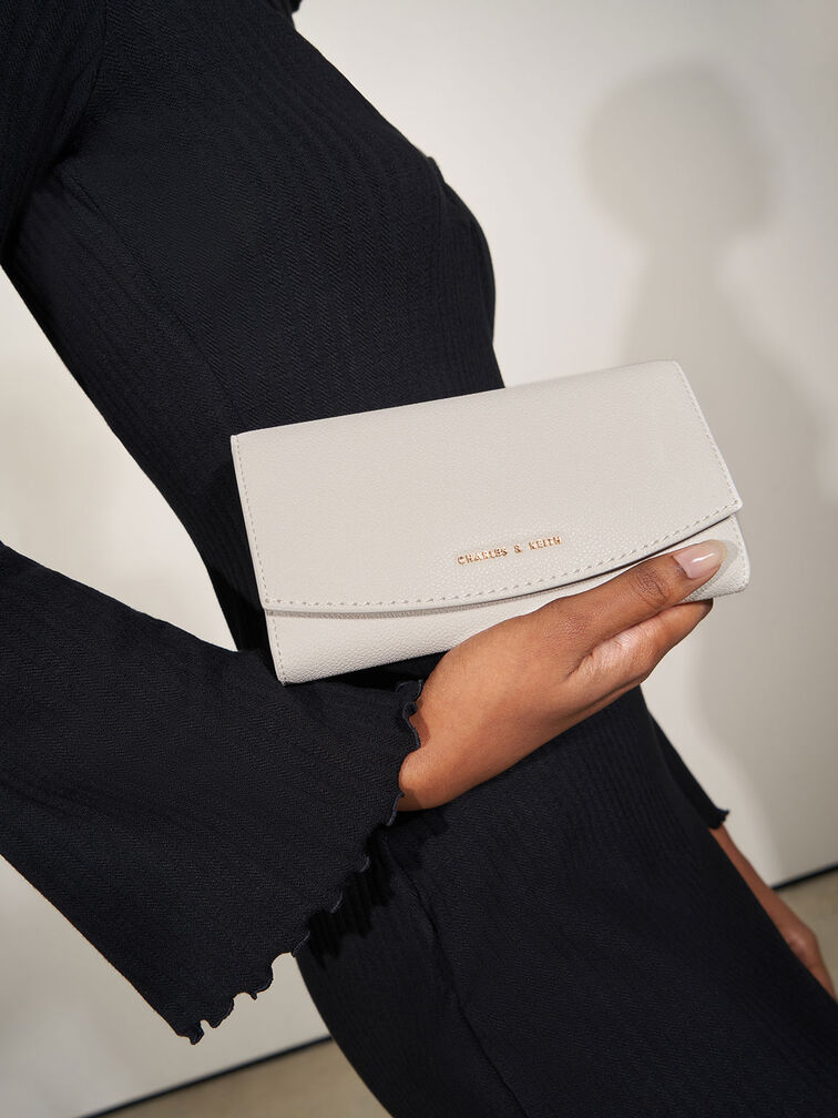 Briony Curved Flap Long Wallet, Light Grey, hi-res
