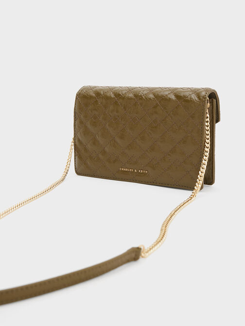 Duo Quilted Envelope Clutch, Khaki, hi-res