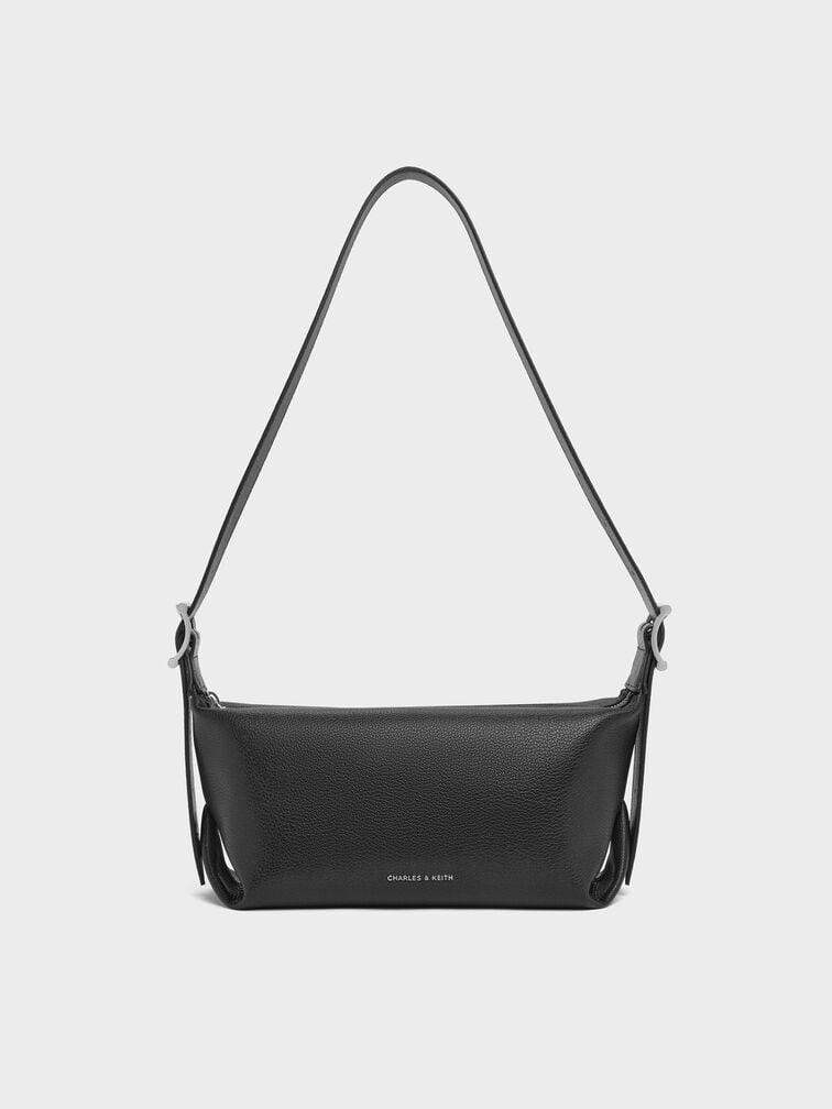 Larsen Buckle-Strap Slouchy Shoulder Bag, Noir, hi-res