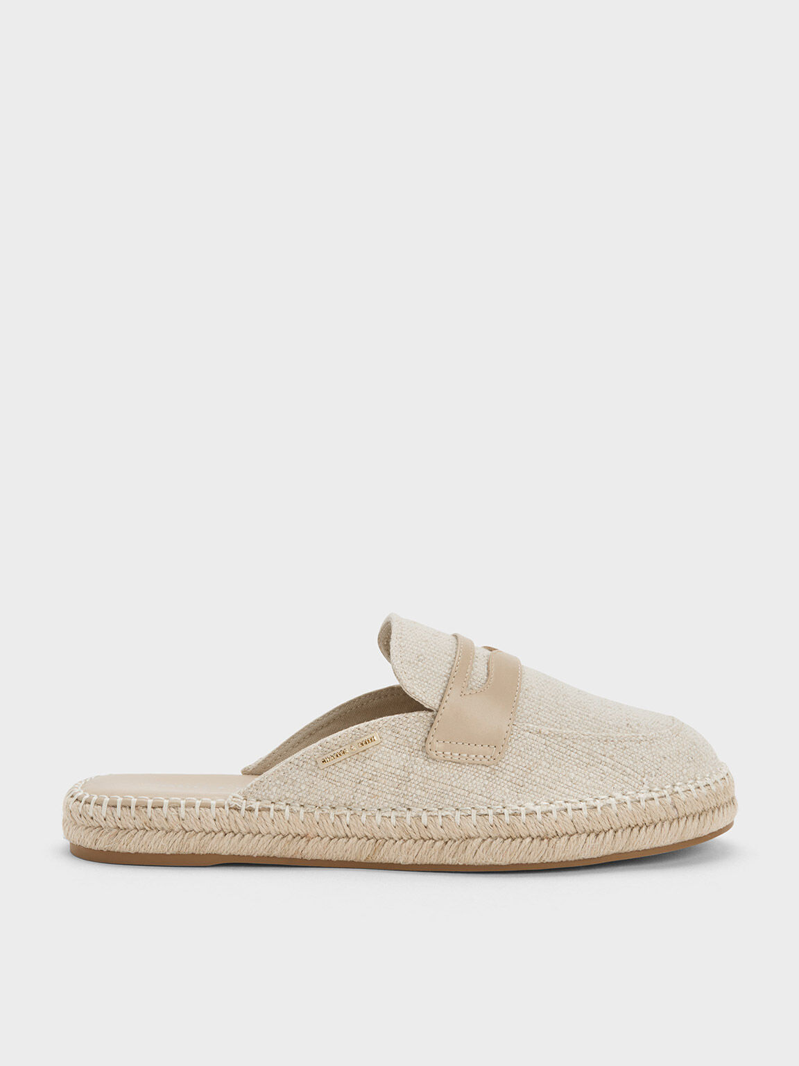 Penny Loafer Backless Espadrilles, Beige, hi-res