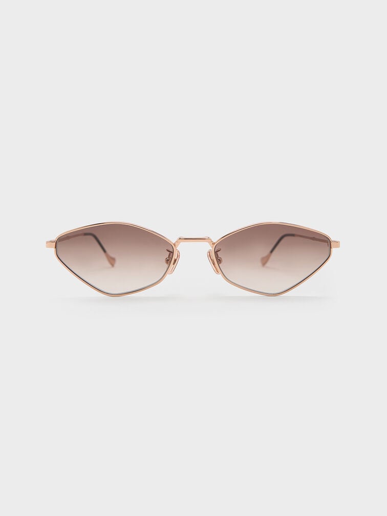 Jax Metal-Frame Geometric Sunglasses, Rose Gold, hi-res
