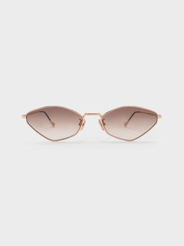 Jax Metal-Frame Geometric Sunglasses, Rose Gold, hi-res