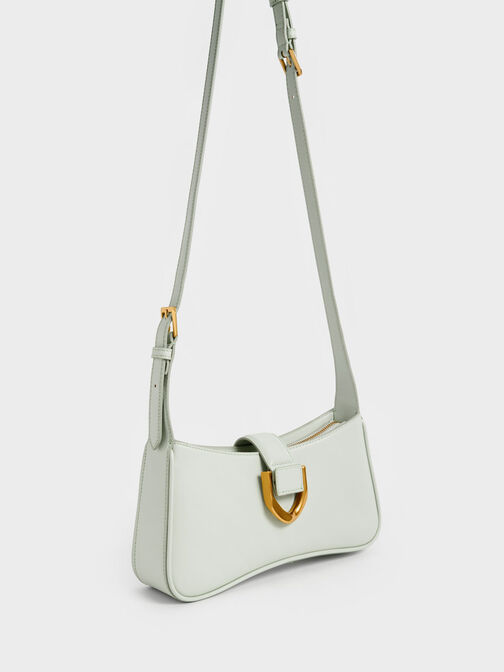 Gabine Curved Shoulder Bag, Mint Green, hi-res