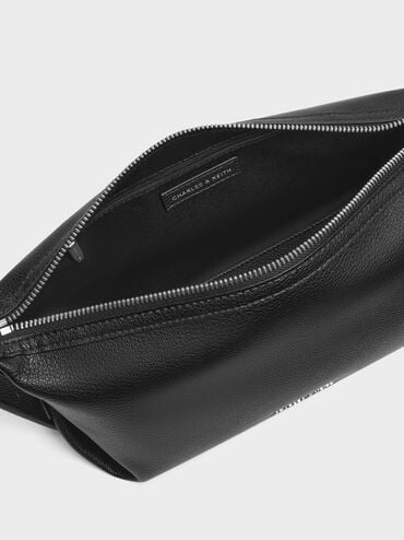 Larsen Buckle-Strap Slouchy Shoulder Bag, Noir, hi-res