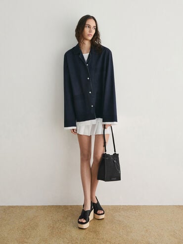 Ida Knitted Bucket Bag, Black, hi-res