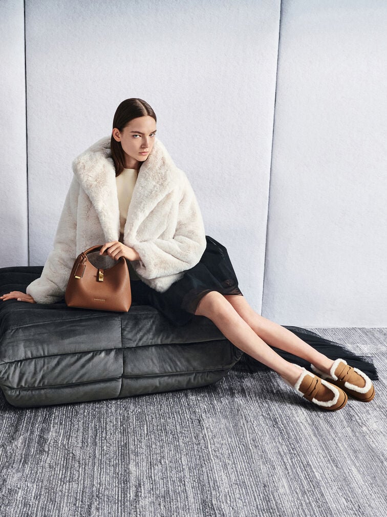 Chance Recycled Leather Turn-Lock Bucket Bag, Chocolate, hi-res