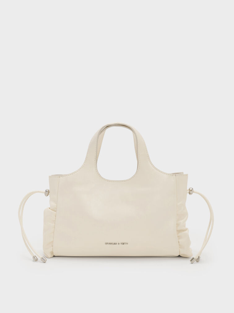 Quinby Ruched Tote Bag, Cream, hi-res