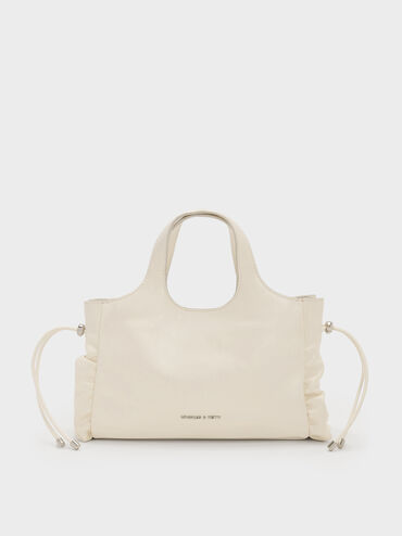 Quinby Ruched Tote Bag, Cream, hi-res