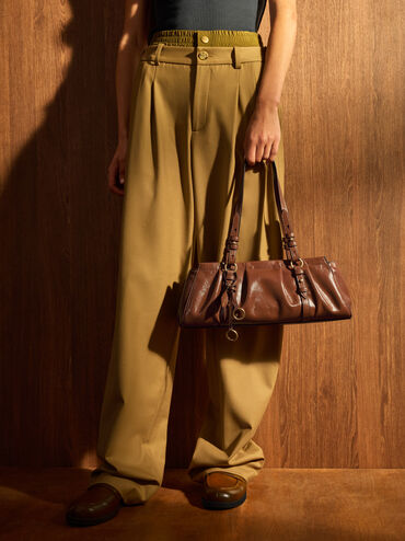 Britton Elongated Shoulder Bag, Chocolate, hi-res