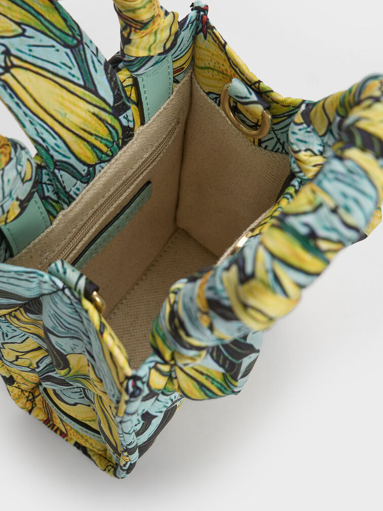 Botanical Print Fabric Tote Bag, Blue, hi-res