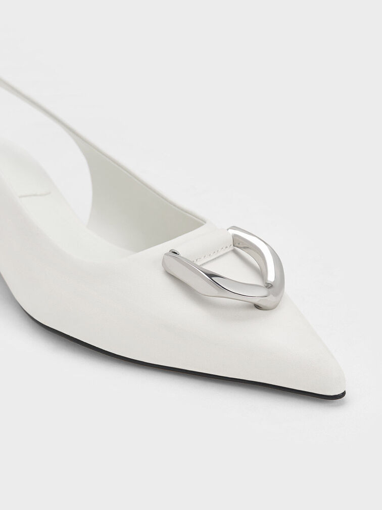 Gabine Leather Slingback Pumps, White, hi-res