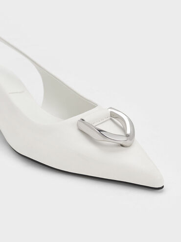 Gabine Leather Slingback Pumps, White, hi-res