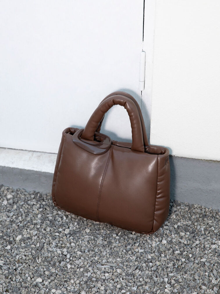Moore Padded Tote Bag, Dark Brown, hi-res