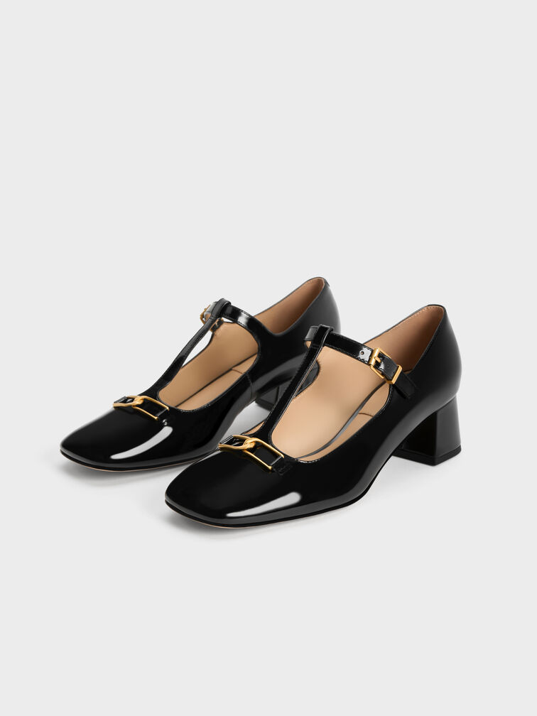 Gabine Leather T-Bar Mary Jane Pumps, Black Box, hi-res