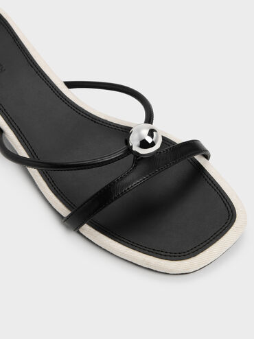 Georgie Metal-Ball Heeled Sandals, Black, hi-res