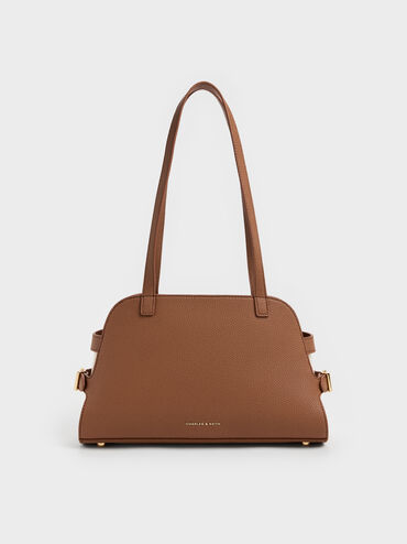 Aubrielle Belted Shoulder Bag, Chocolate, hi-res