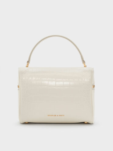 Pansy Croc-Effect Vanity Bag, Cream, hi-res