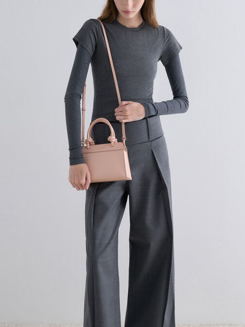 Sabine Knotted-Handle Trapeze Tote Bag, Light Pink, hi-res