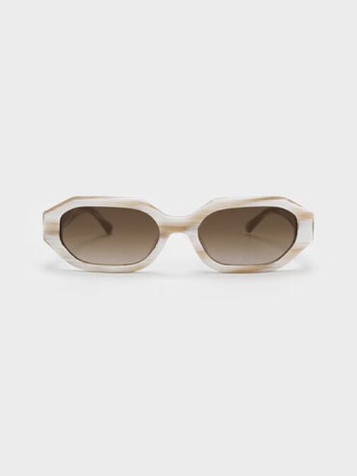Gabine Recycled Acetate Oval Sunglasses, Cream, hi-res