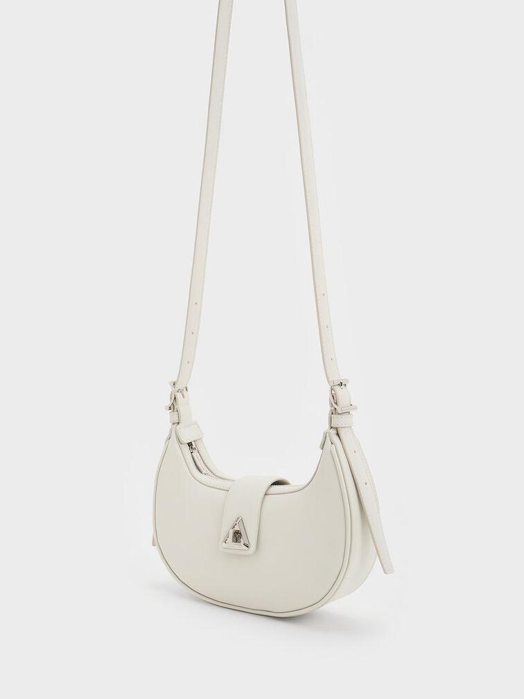 Trice Metallic Accent Belted Shoulder Bag, Chalk, hi-res