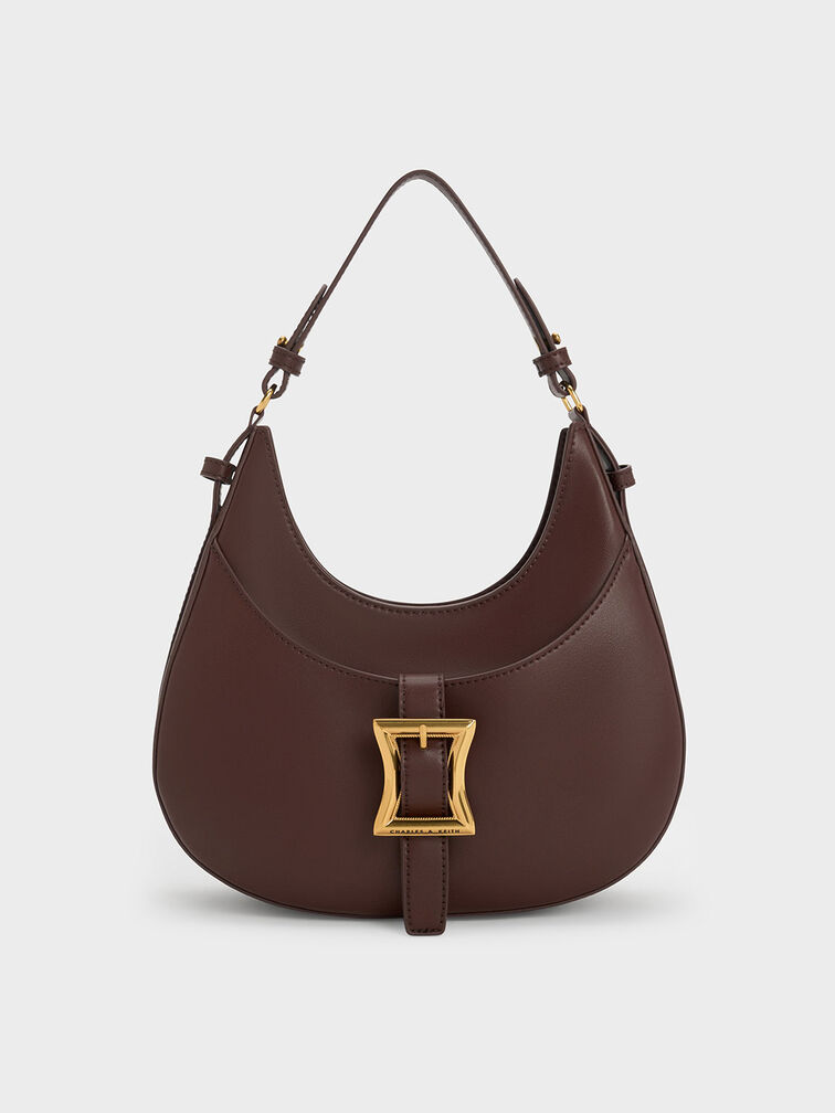 Xanthe Hobo Bag, Dark Brown, hi-res