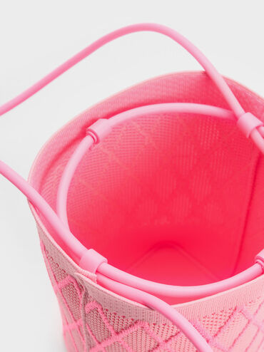 Genoa Knitted Drawstring Bag, Pink, hi-res