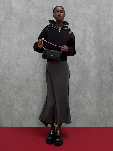 Caia Front Flap Shoulder Bag, Noir, hi-res