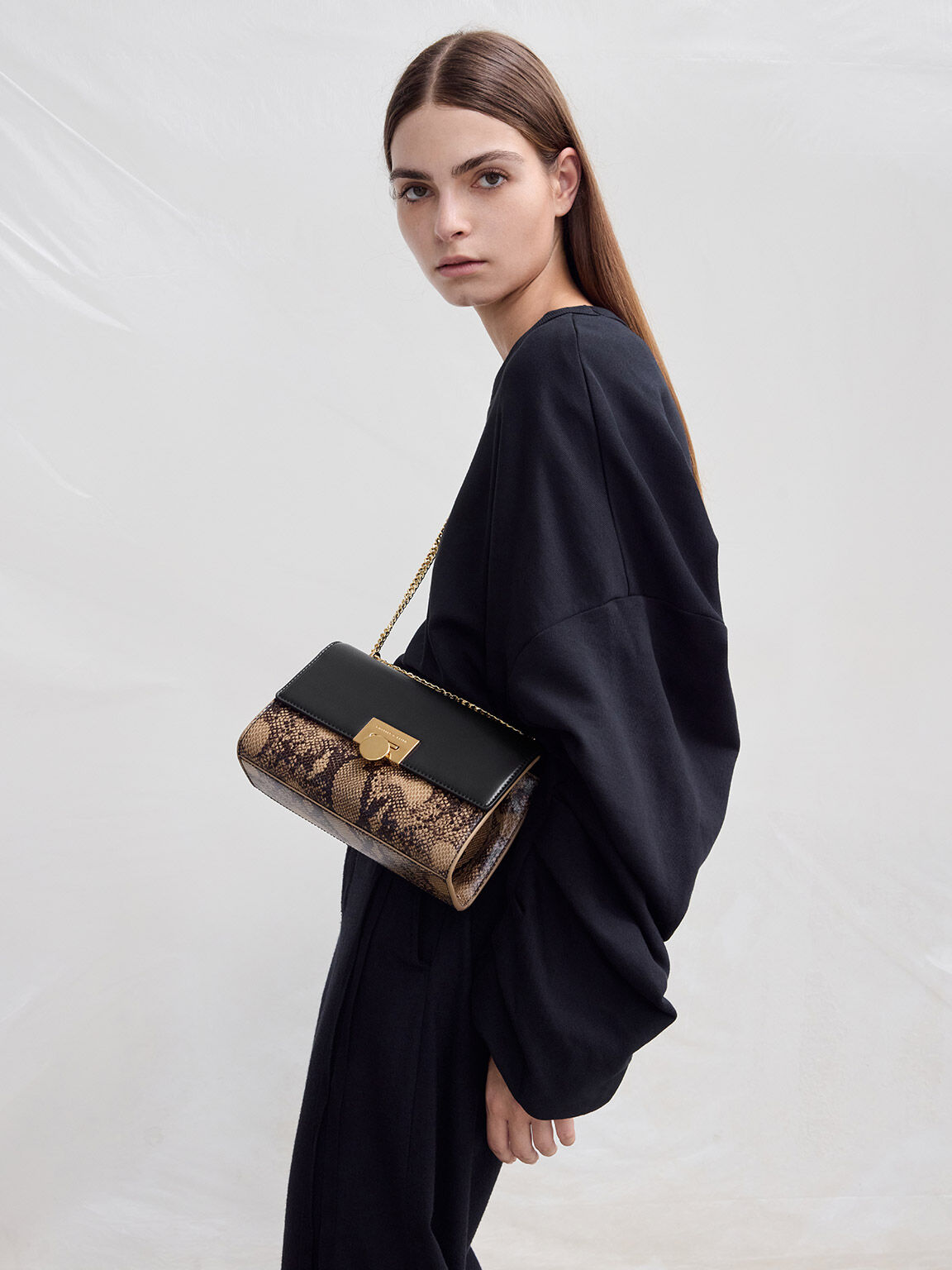 Beige snake print bag clearance