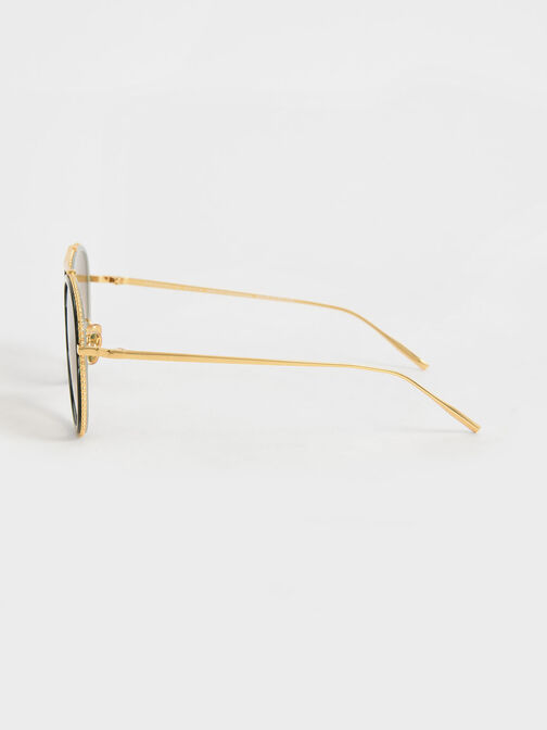 Recycled Acetate Gradient Tint Aviator Sunglasses, Green, hi-res