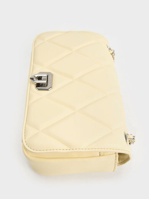 Arwen Diamond-Quilt Shoulder Bag, Butter Yellow, hi-res