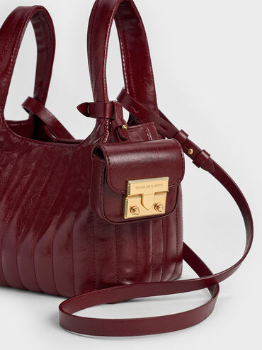 Donna Crinkle-Effect Tote Bag, Burgundy, hi-res