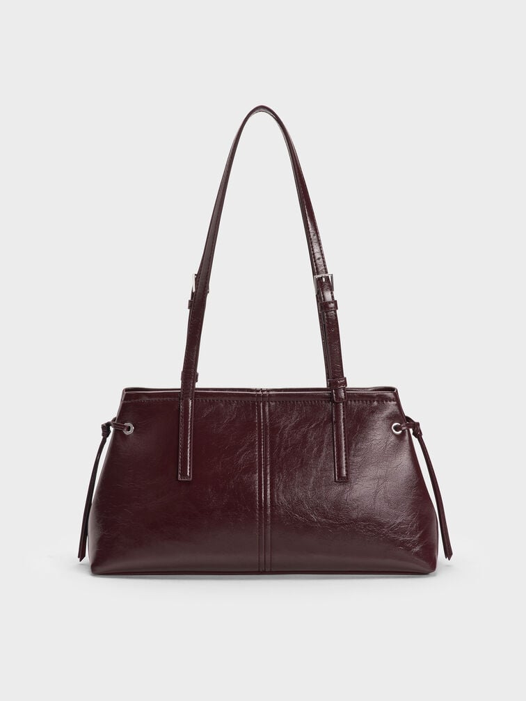 Noane Elongated-Handle Shoulder Bag, Wineberry Red, hi-res