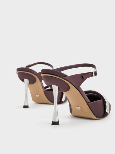 Demi Recycled Polyester Embellished Pointed-Toe Mules, Prune, hi-res
