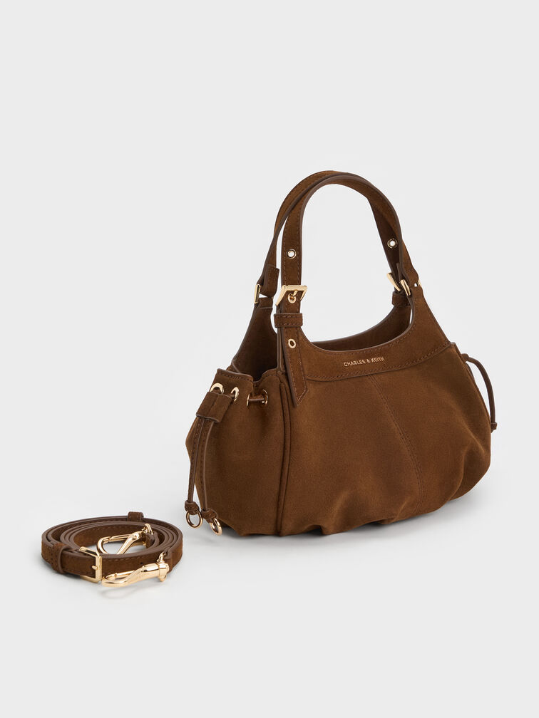 Mini Lillith Drawstring Bucket Bag, Pecan Brown, hi-res