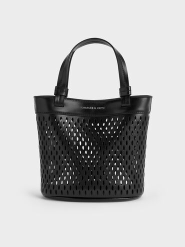Juno Perforated Tote Bag, Noir, hi-res