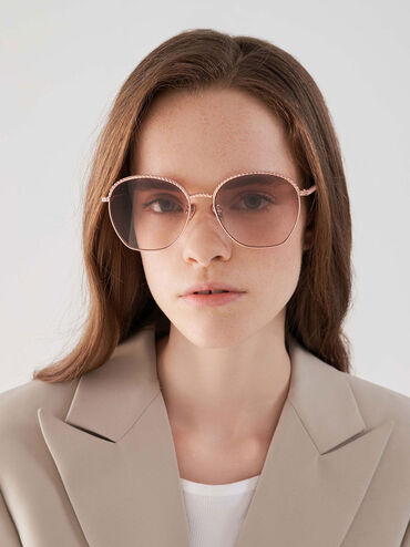 Braided Butterfly Sunglasses, Rose Gold, hi-res