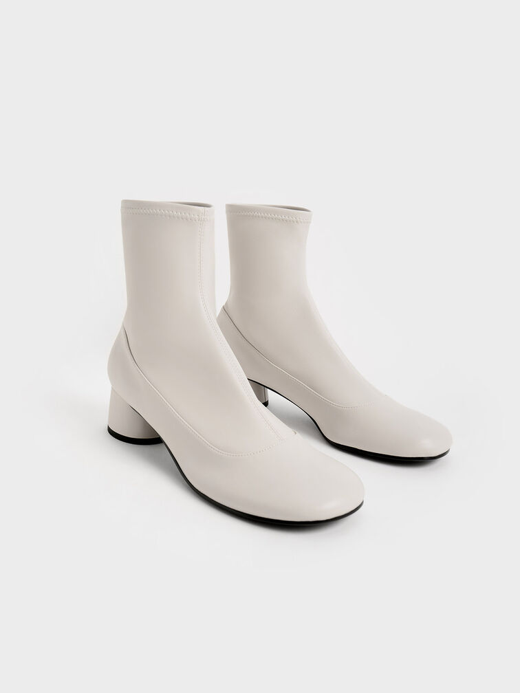 Stitch-Trim Cylindrical Heel Ankle Boots, Chalk, hi-res