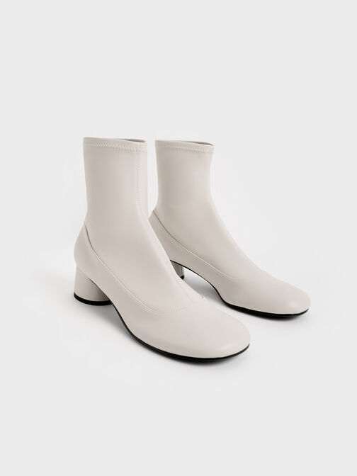 Stitch-Trim Cylindrical Heel Ankle Boots, Chalk, hi-res
