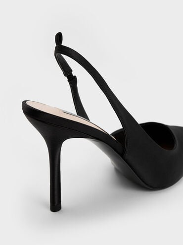 Tie-Around Slingback Pumps, Black, hi-res