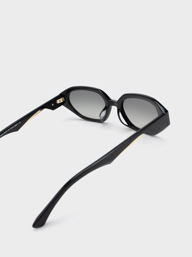 Acetate Oval Sunglasses, Black, hi-res
