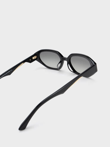Acetate Oval Sunglasses, Black, hi-res